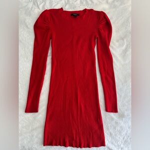 Forever 21 Vibrant Red Long Sleeve Dress